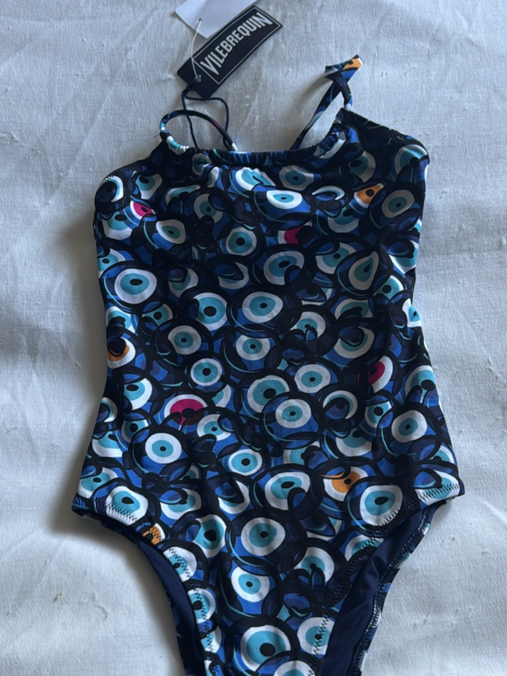 Vilebrequin Navy and Teal Circular Print Girls' One-Piece Swim